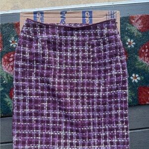 Ann Taylor Purple Checkered Pencil Skirt